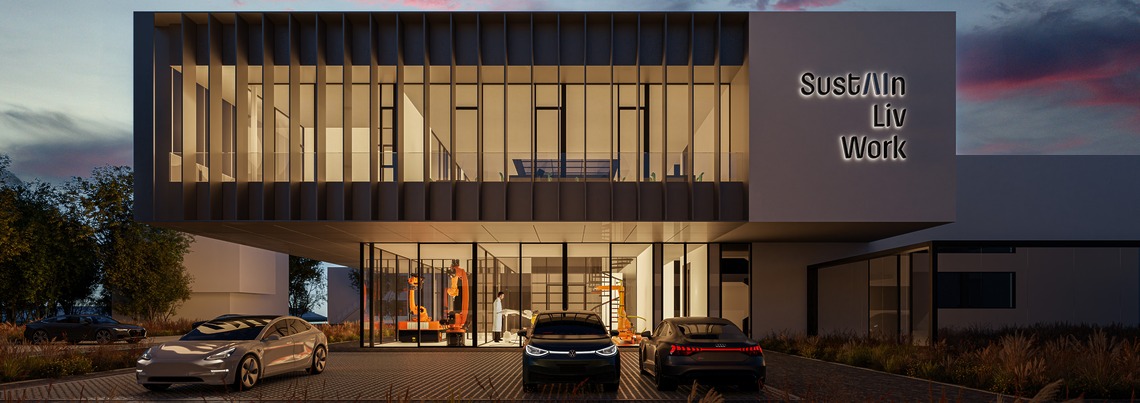 „SustAInLivWork“ pastato architektūrinės vizualizacijos
